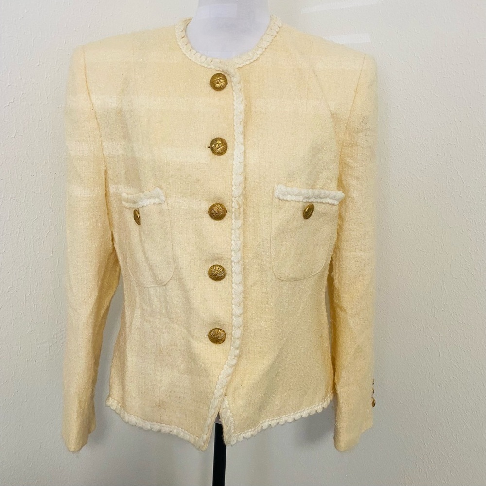 Vintage Herbert Grossman Cream Boucle Wool  Made USA Neiman Marcus Union Made